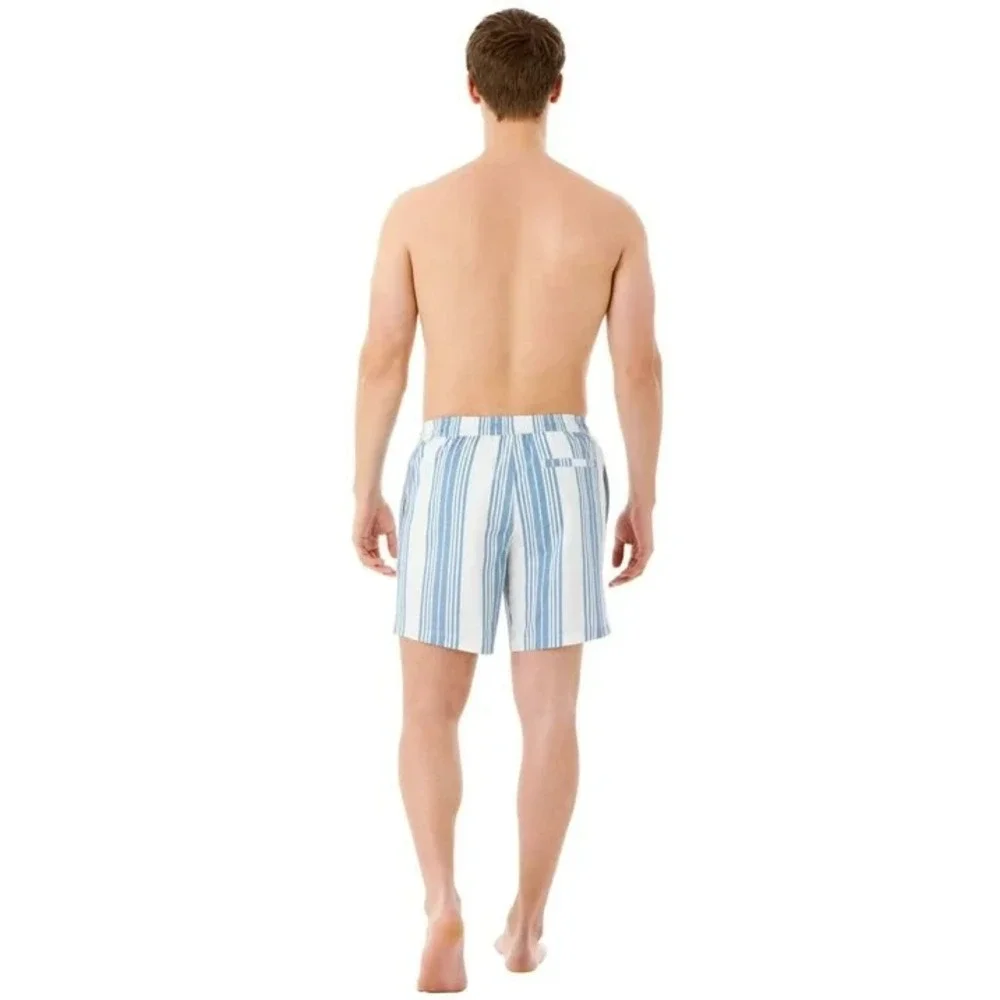Bonobos Mens Blue White Striped Swim Trunks 7 Inch Inseam XL